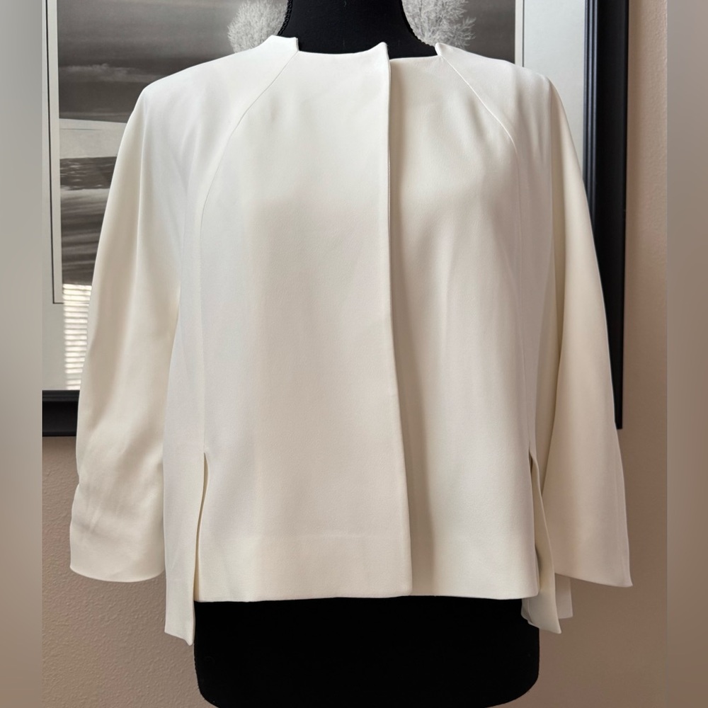 Dice Kayek Womens Long Sleeve Blazer Silk Lined Ivory Jacket  Size 40 US 6 EUC